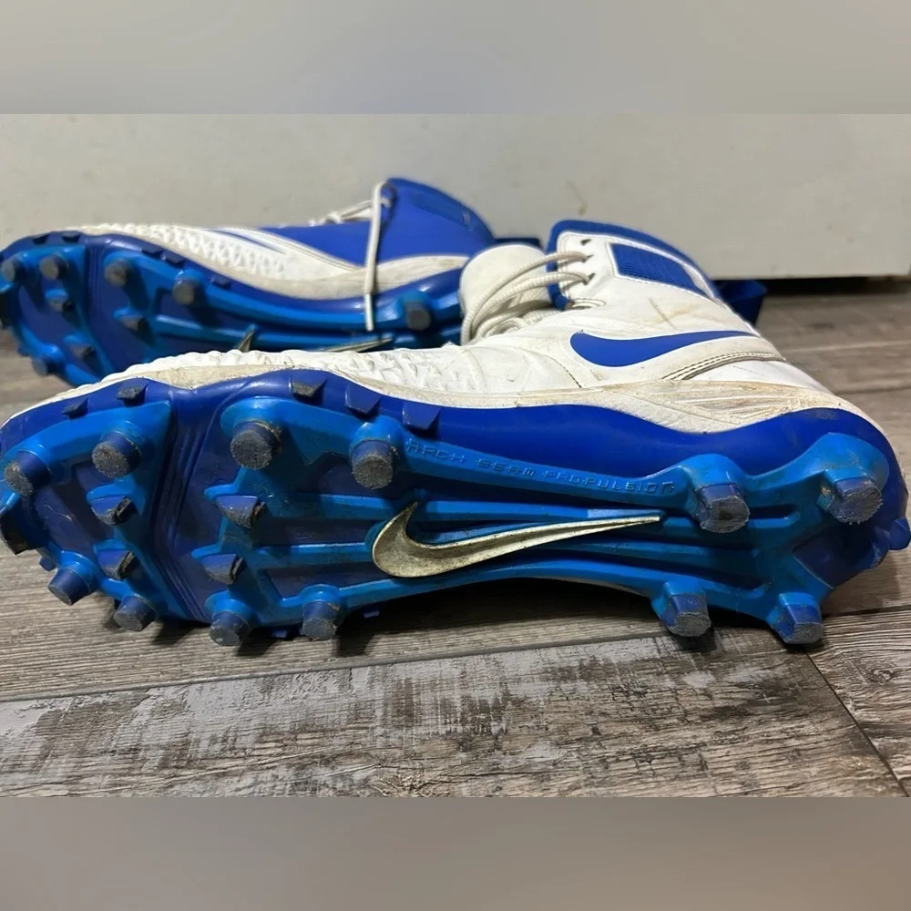 Nike Force Savage Elite TD Men Size 12 Shoes white Blue Football Sneakers